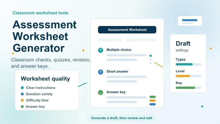 Assessment Worksheet Generator for Classroom Checks