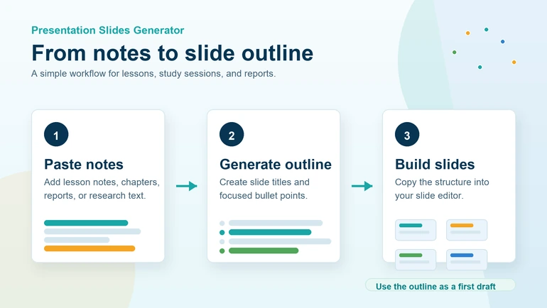 Presentation Slides Generator for Lessons, Study, and Reports