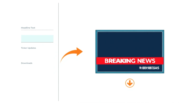 Breaking News Generator workflow from headline text field to finished broadcast still