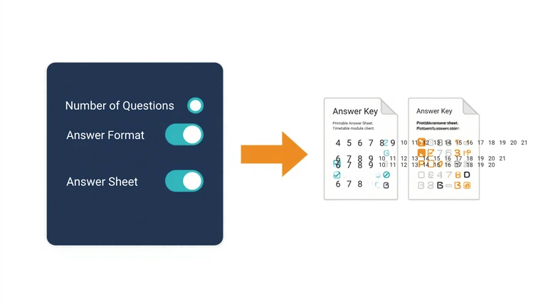 Answer Sheet Generator producing a bubble answer sheet with a matching answer key