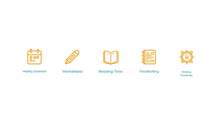 Vocabulary preview and history timeline cards for breaking up a reading-heavy homeschool week